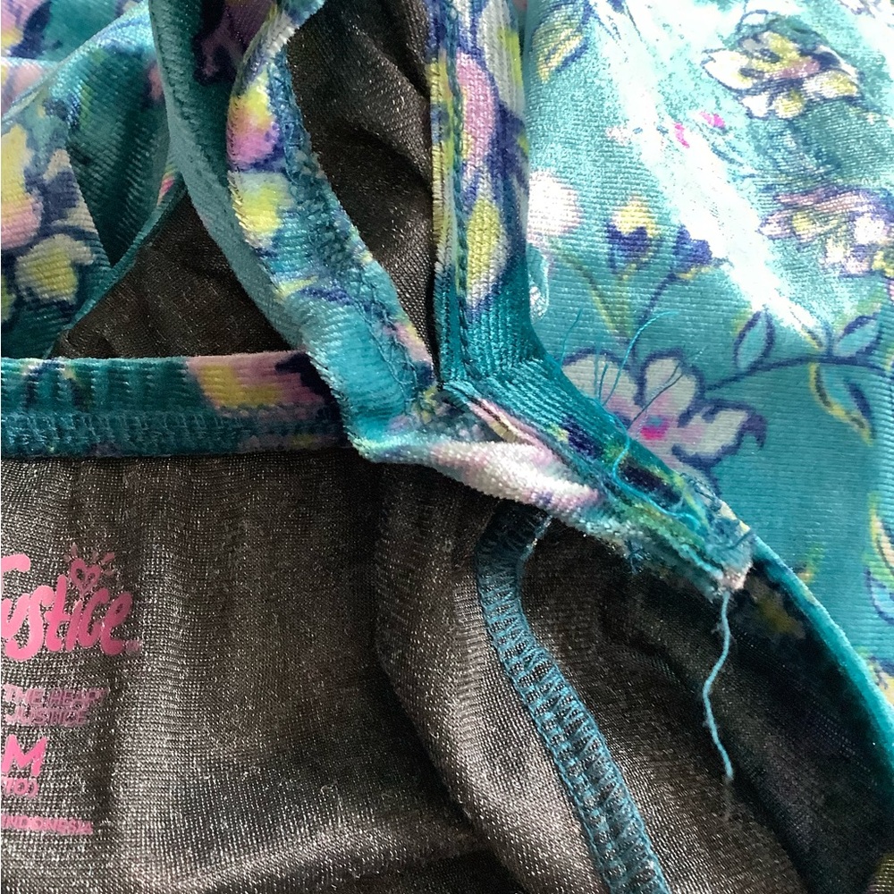 Justice Floral Blue Velvet Jumpsuit - Picture 11 of 12